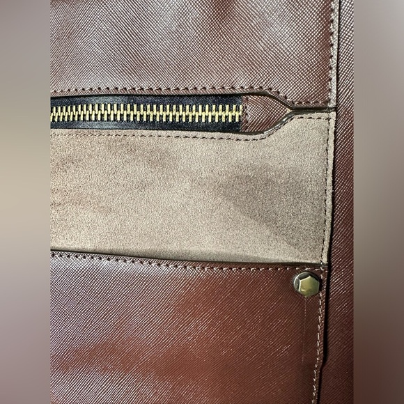 Oryany Daphne Tall Mixed Leather Tote Bag brown suede - Picture 2 of 16